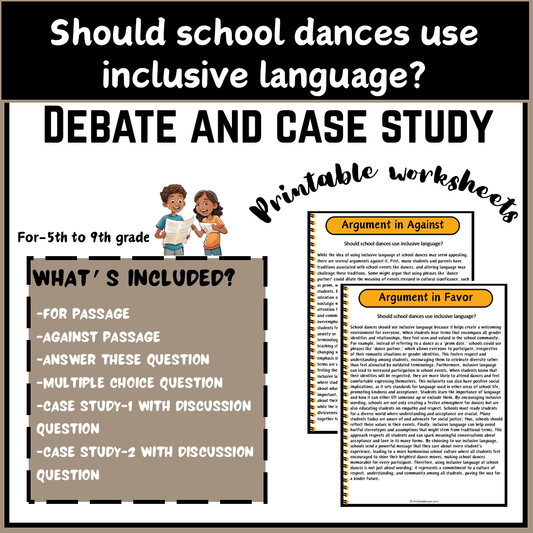 Should school dances use inclusive language? | Debate Case Study Worksheet