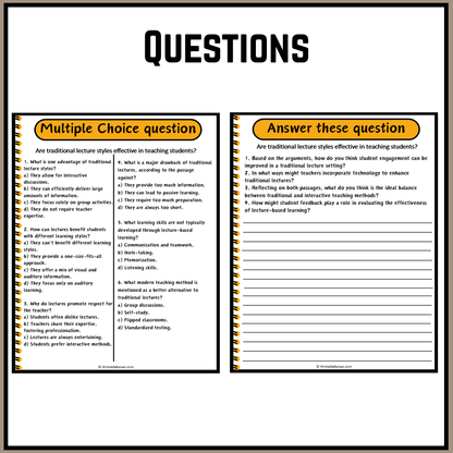 Are traditional lecture styles effective in teaching students? | Debate Case Study Worksheet