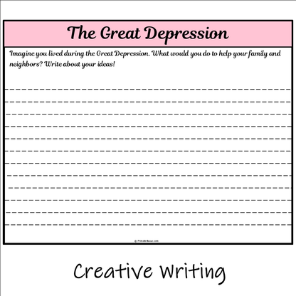The Great Depression | Main Idea and Supporting Details Reading Passage and Questions