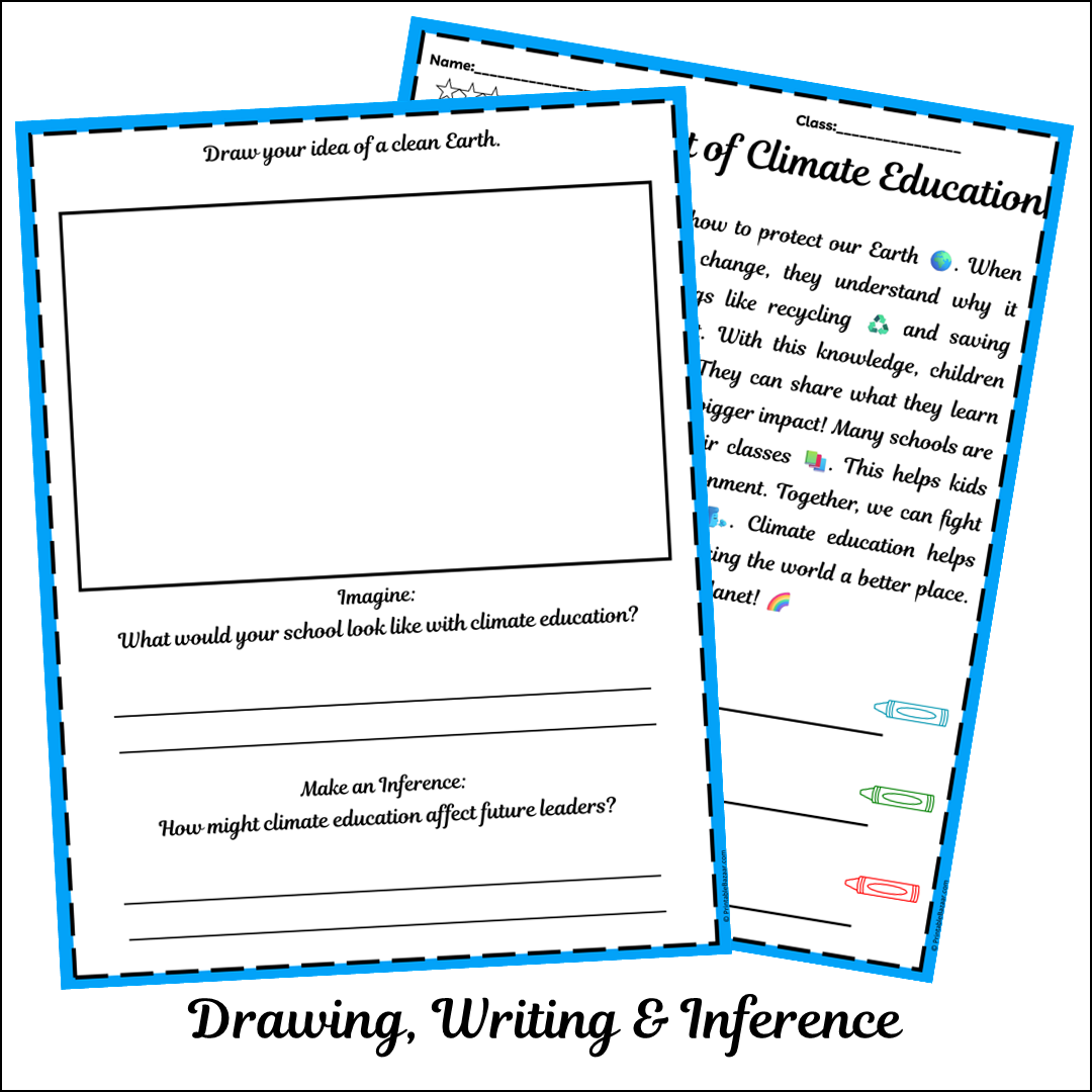 The Impact of Climate Education | Short Reading Comprehension Creative Worksheet