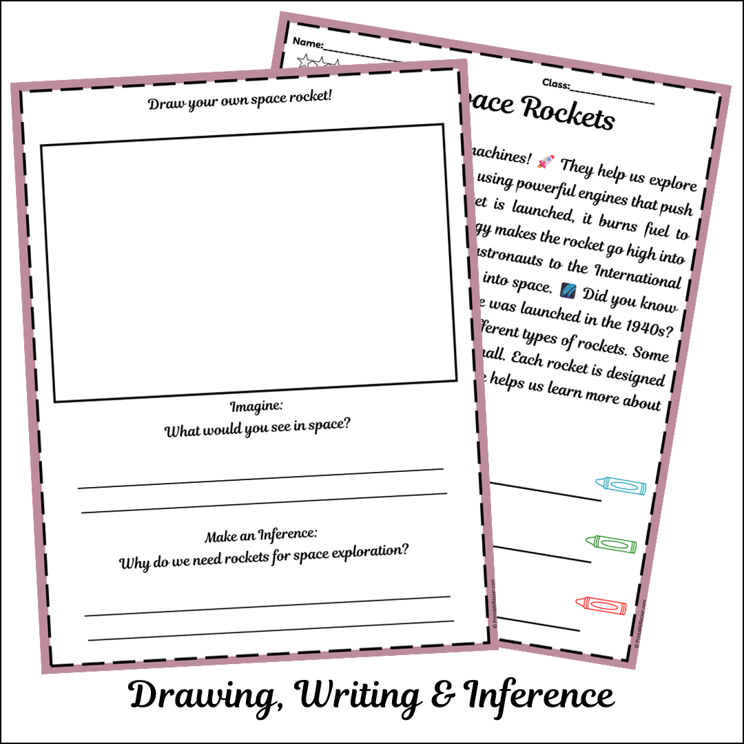 Space Rockets | Short Reading Comprehension Creative Worksheet
