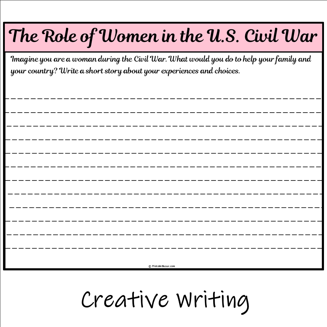 The Role of Women in the U.S. Civil War | Main Idea and Supporting Details Reading Passage and Questions