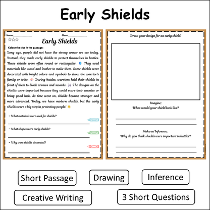Early Shields | Short Reading Comprehension Creative Worksheet