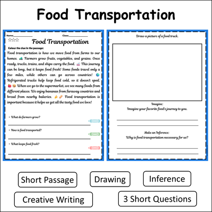 Food Transportation | Short Reading Comprehension Creative Worksheet