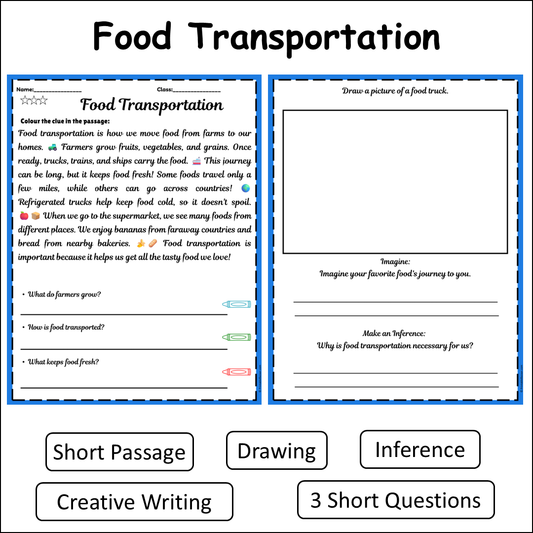 Food Transportation | Short Reading Comprehension Creative Worksheet