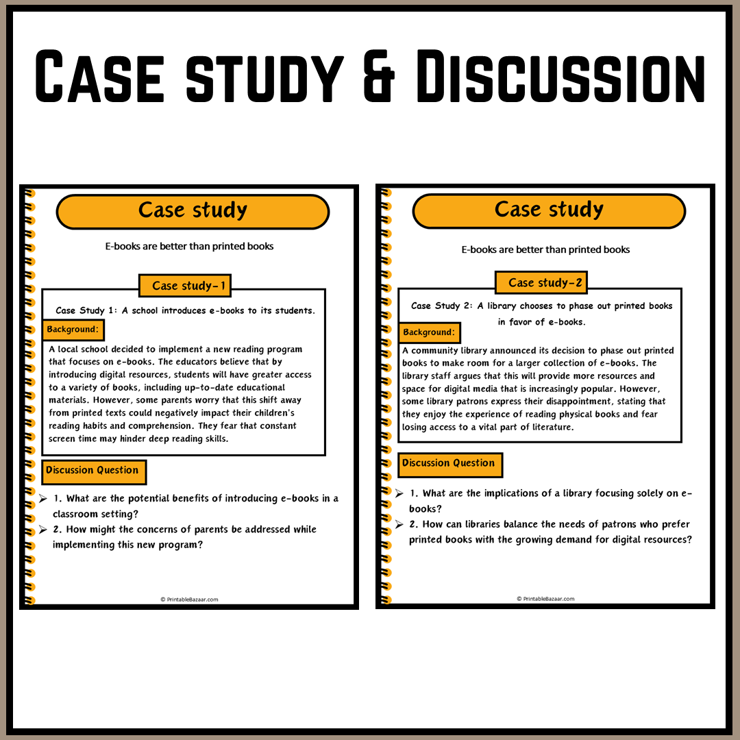 E-books are better than printed books | Debate Case Study Worksheet