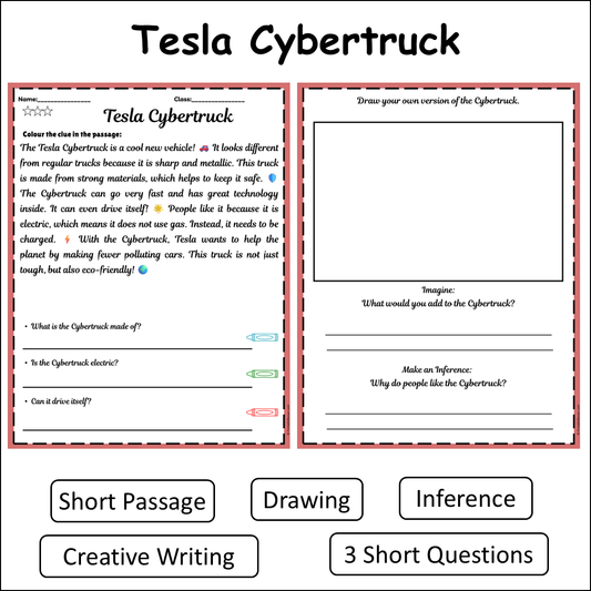 Tesla Cybertruck | Short Reading Comprehension Creative Worksheet