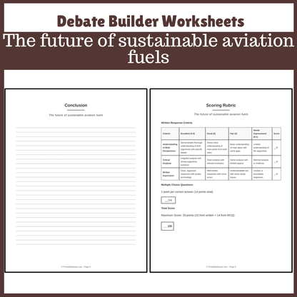 The future of sustainable aviation fuels | Favour and Against Worksheet Printable Activity