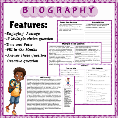 Meryl Streep | Biography Reading Comprehension and Questions Worksheet