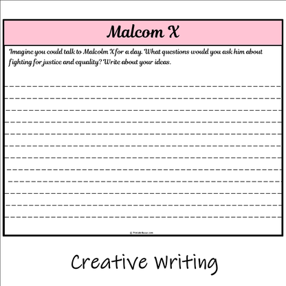 Malcom X | Main Idea and Supporting Details Reading Passage and Questions