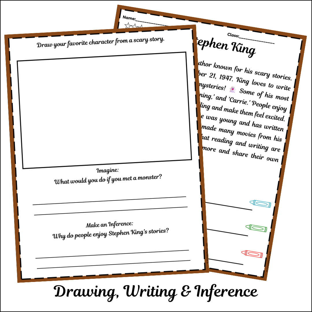 Stephen King | Short Reading Comprehension Creative Worksheet