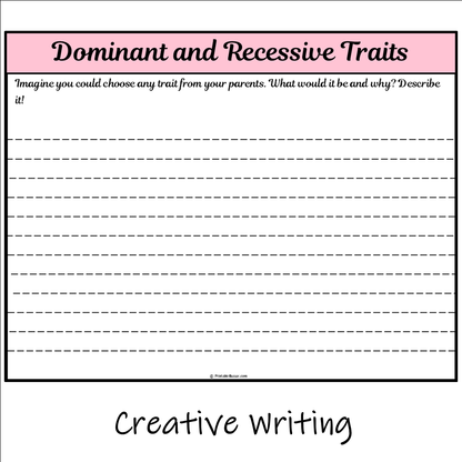 Dominant and Recessive Traits | Main Idea and Supporting Details Reading Passage and Questions