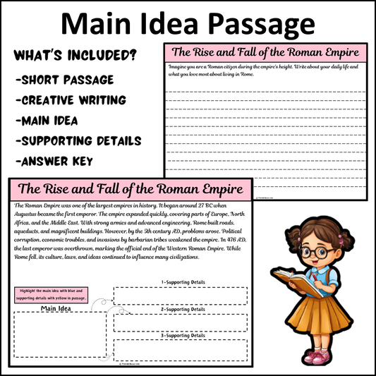 The Rise and Fall of the Roman Empire | Main Idea and Supporting Details Reading Passage and Questions