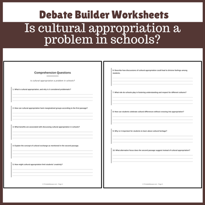 Is cultural appropriation a problem in schools? | Favour and Against Worksheet Printable Activity