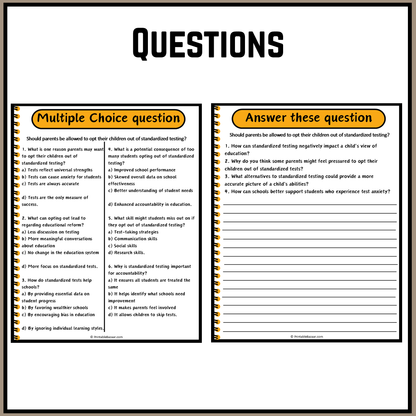 Should parents be allowed to opt their children out of standardized testing? | Debate Case Study Worksheet