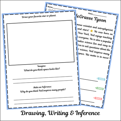Neil deGrasse Tyson | Short Reading Comprehension Creative Worksheet