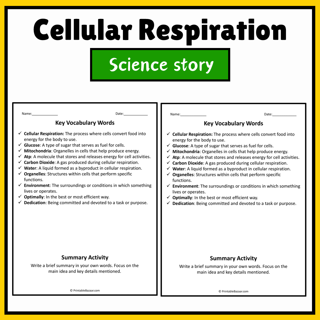 Cellular Respiration | Science Story Reading Comprehension Activity