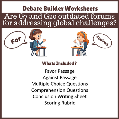 Are G7 and G20 outdated forums for addressing global challenges? | Favour and Against Worksheet Printable Activity