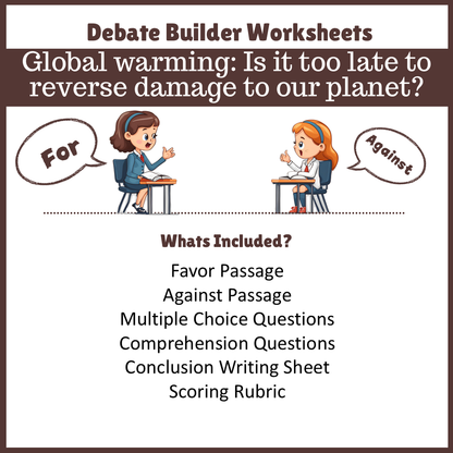 Global warming: Is it too late to reverse damage to our planet? | Favour and Against Worksheet Printable Activity