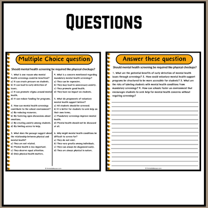 Should mental health screening be required like physical checkups? | Debate Case Study Worksheet