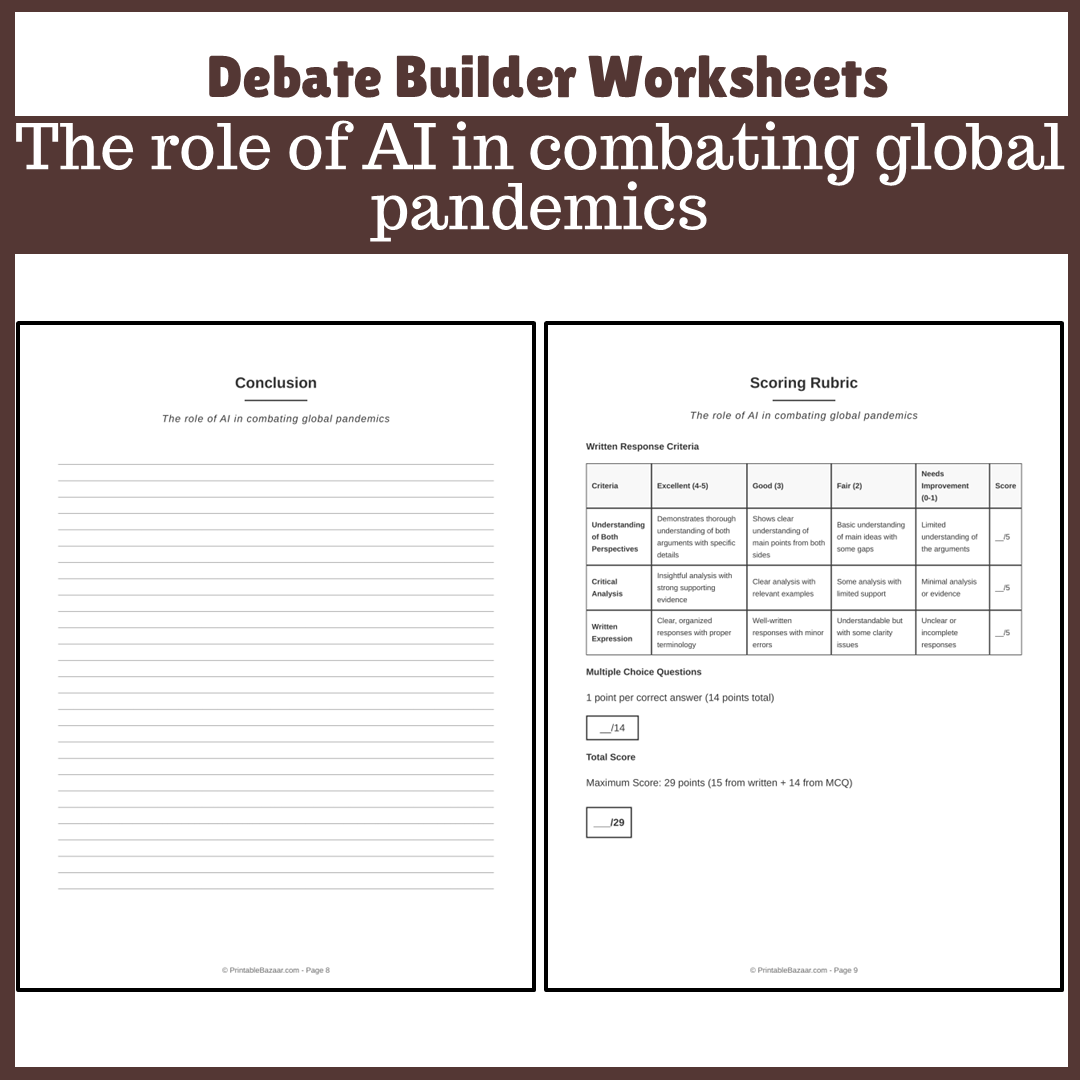 The role of AI in combating global pandemics | Favour and Against Worksheet Printable Activity