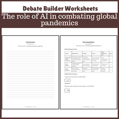 The role of AI in combating global pandemics | Favour and Against Worksheet Printable Activity