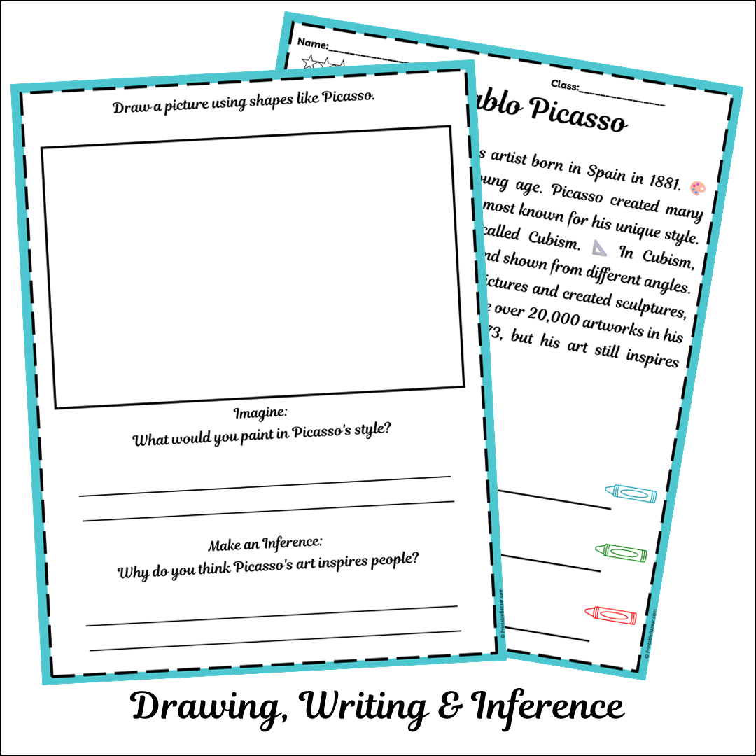 Pablo Picasso | Short Reading Comprehension Creative Worksheet