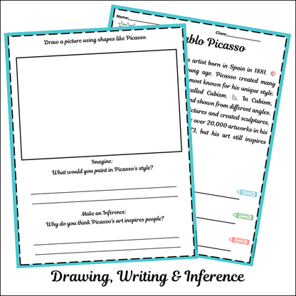 Pablo Picasso | Short Reading Comprehension Creative Worksheet