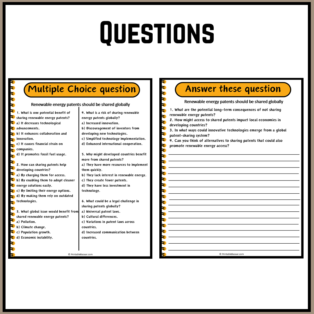 Renewable energy patents should be shared globally | Debate Case Study Worksheet