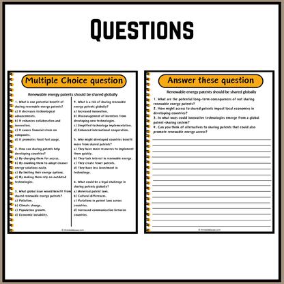 Renewable energy patents should be shared globally | Debate Case Study Worksheet