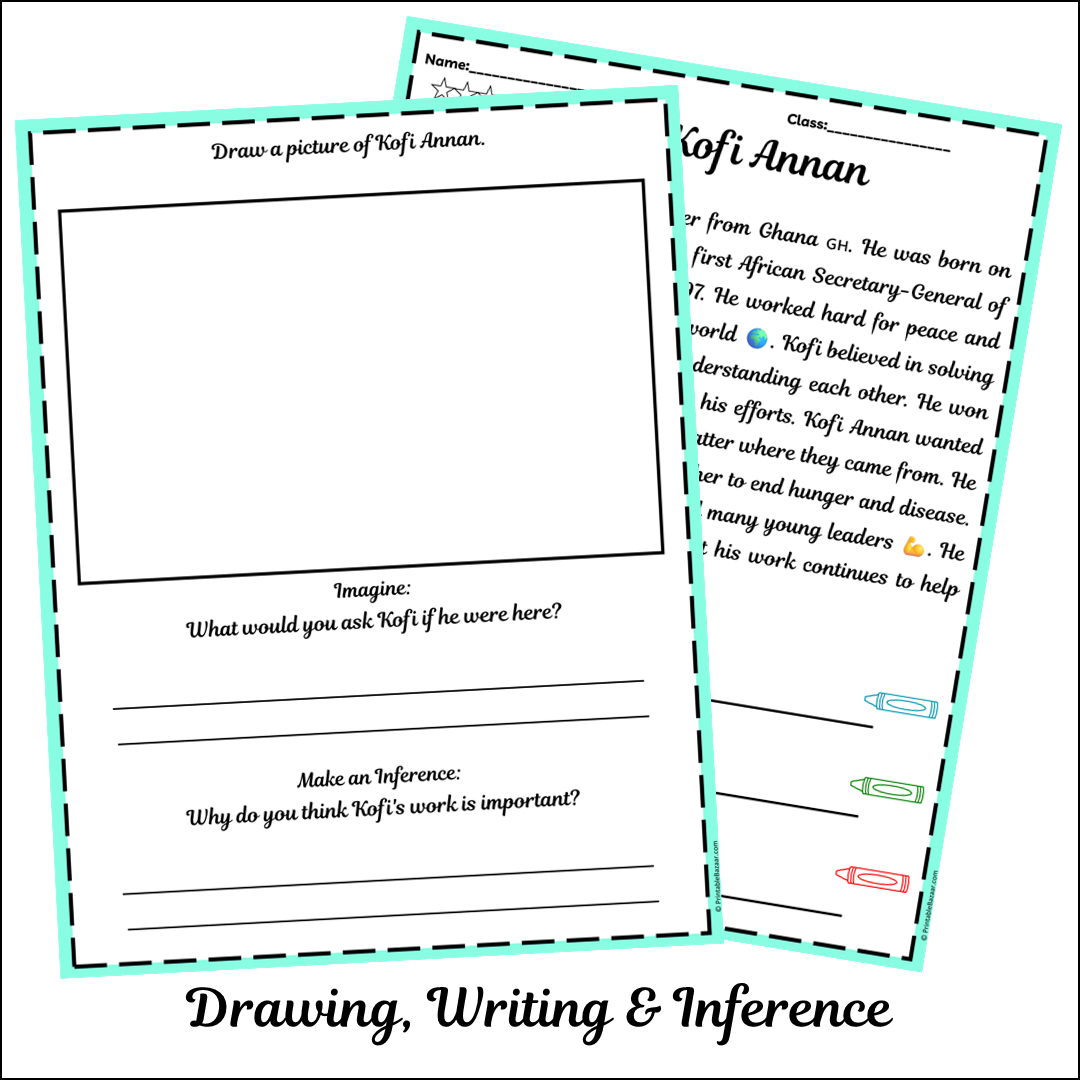 Kofi Annan | Short Reading Comprehension Creative Worksheet