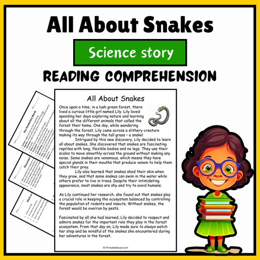 All About Snakes | Science Story Reading Comprehension Activity