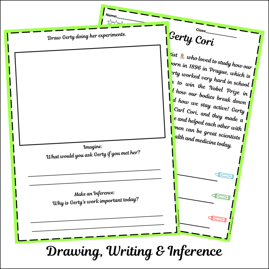Gerty Cori | Short Reading Comprehension Creative Worksheet