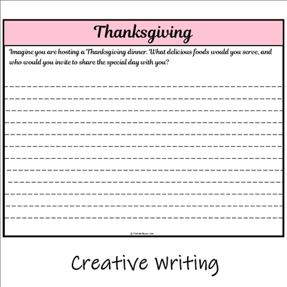 Thanksgiving | Main Idea and Supporting Details Reading Passage and Questions