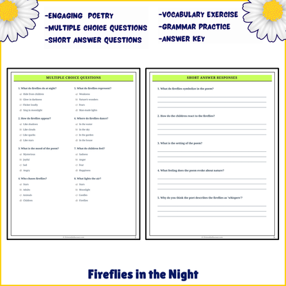 Fireflies in the Night | Poem Grammar Worksheet Printable Activity