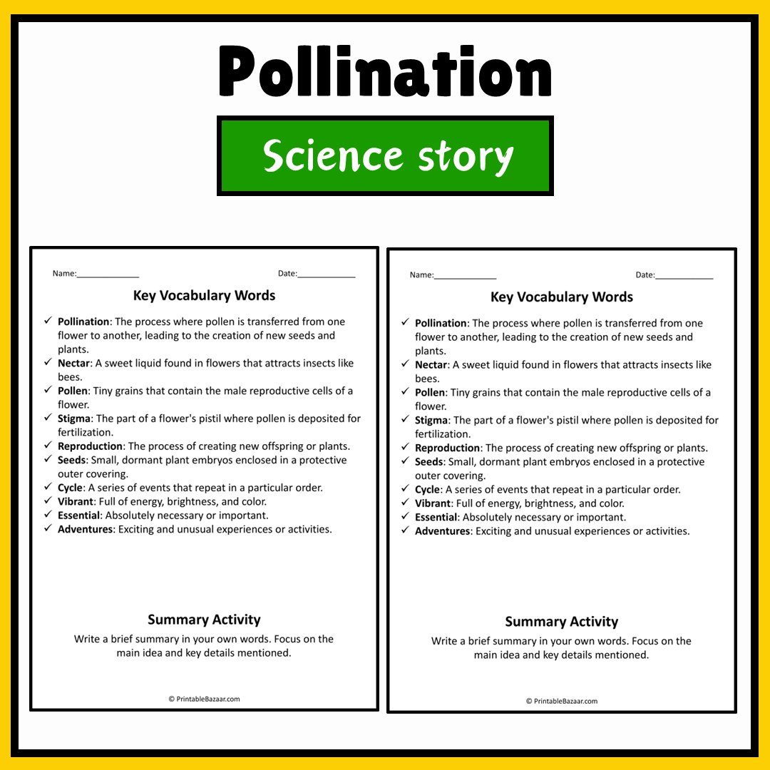 Pollination | Science Story Reading Comprehension Activity