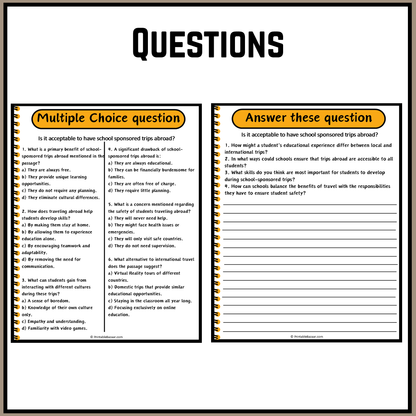 Is it acceptable to have school sponsored trips abroad? | Debate Case Study Worksheet