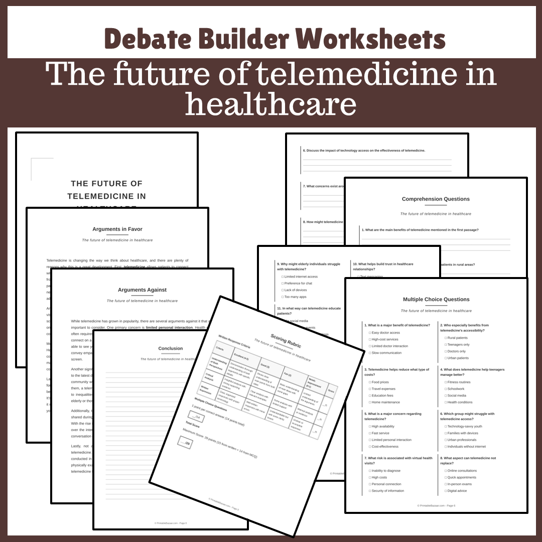 The future of telemedicine in healthcare | Favour and Against Worksheet Printable Activity