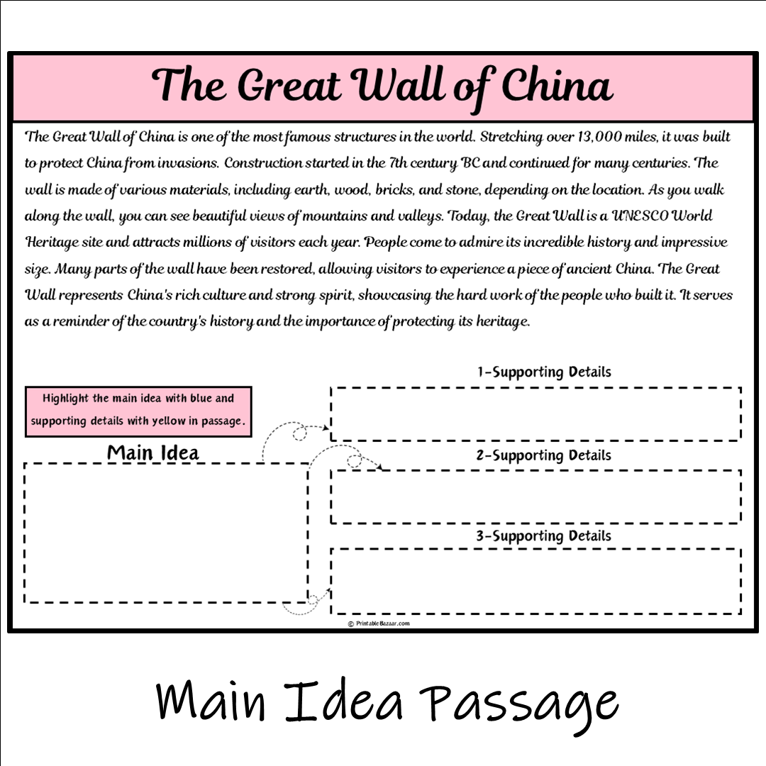 The Great Wall of China | Main Idea and Supporting Details Reading Passage and Questions