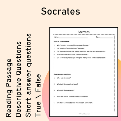 Socrates | Reading Comprehension Passage Printable Activity