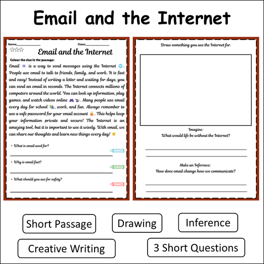 Email and the Internet | Short Reading Comprehension Creative Worksheet