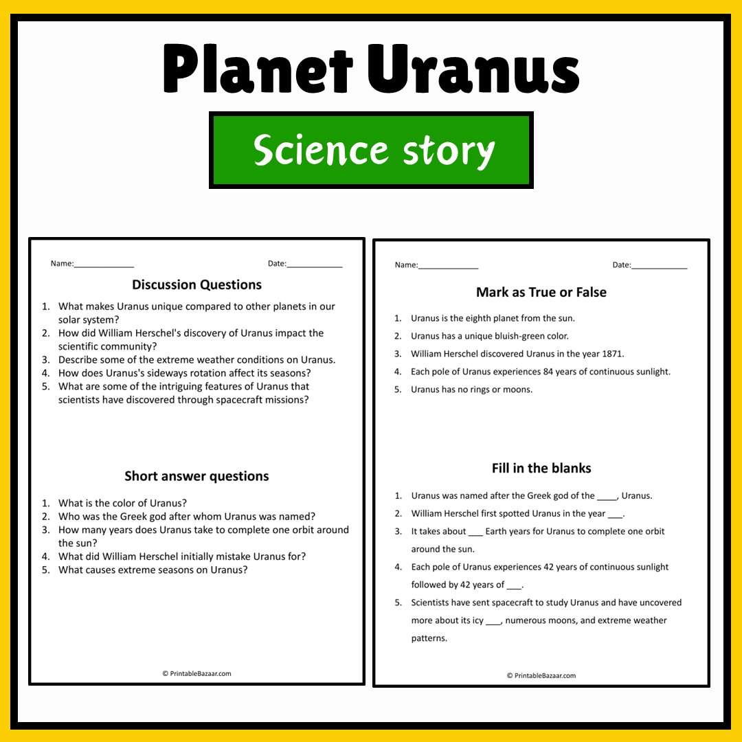 Planet Uranus | Science Story Reading Comprehension Activity