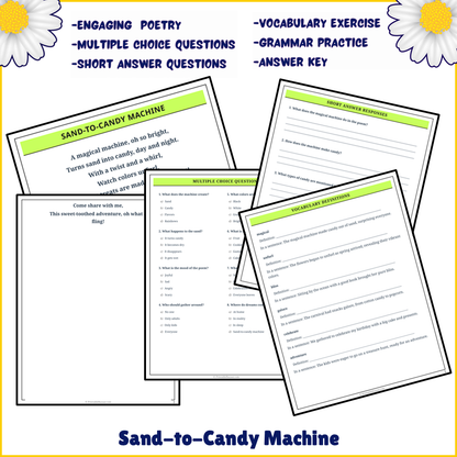 Sand-to-Candy Machine | Poem Grammar Worksheet Printable Activity