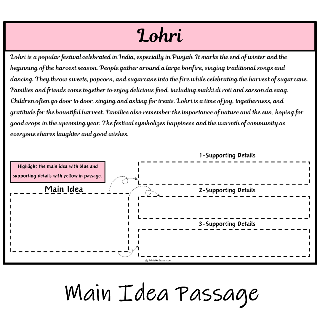 Lohri | Main Idea and Supporting Details Reading Passage and Questions