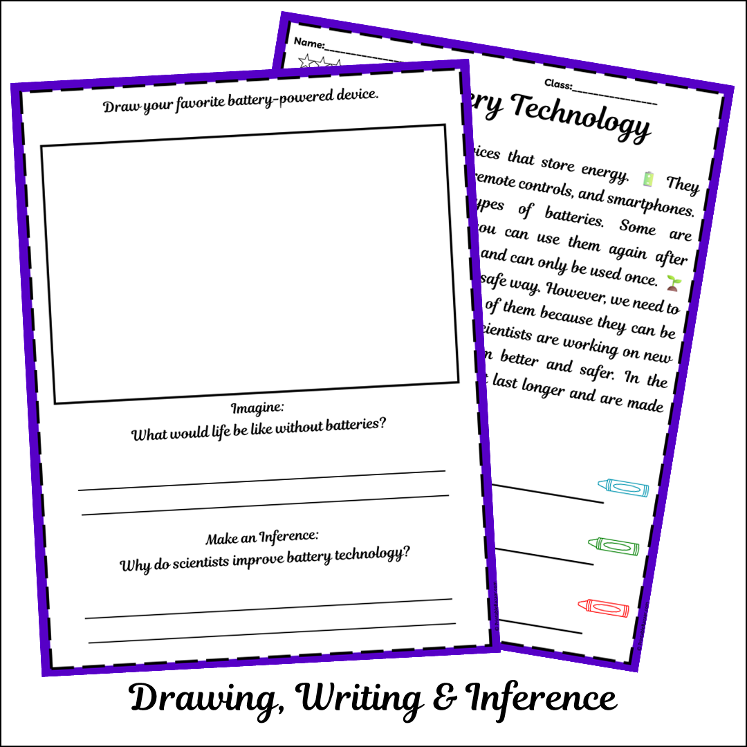 Battery Technology | Short Reading Comprehension Creative Worksheet