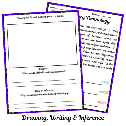 Battery Technology | Short Reading Comprehension Creative Worksheet