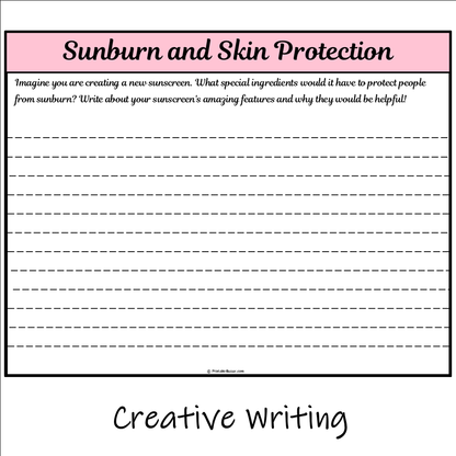 Sunburn and Skin Protection | Main Idea and Supporting Details Reading Passage and Questions