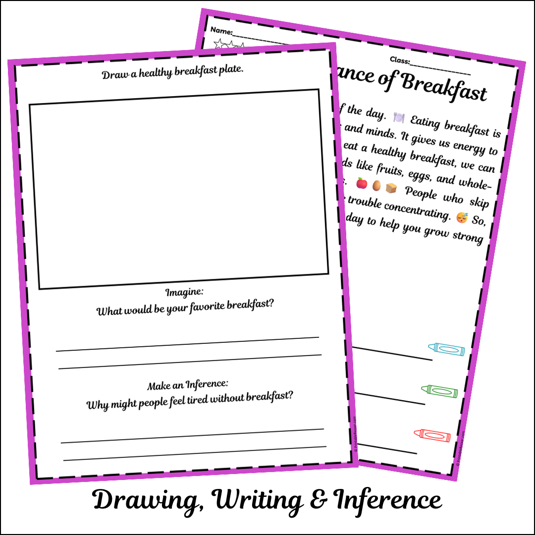 Importance of Breakfast | Short Reading Comprehension Creative Worksheet
