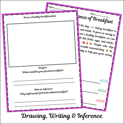 Importance of Breakfast | Short Reading Comprehension Creative Worksheet