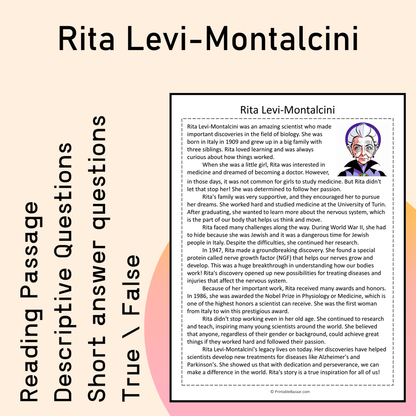 Rita Levi-Montalcini | Reading Comprehension Passage Printable Activity